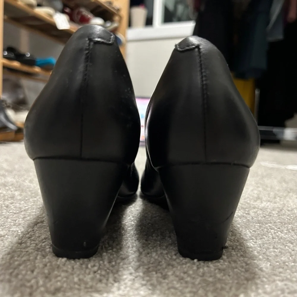 Clark’s Black Leather Wedge Heel Size 6 - Picture 8 of 8